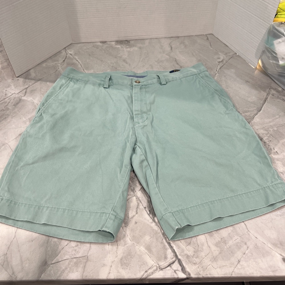 POLO RALPH LAUREN Men's Light Green Chino Shorts Stretch Classic Fit 9" Sz 34